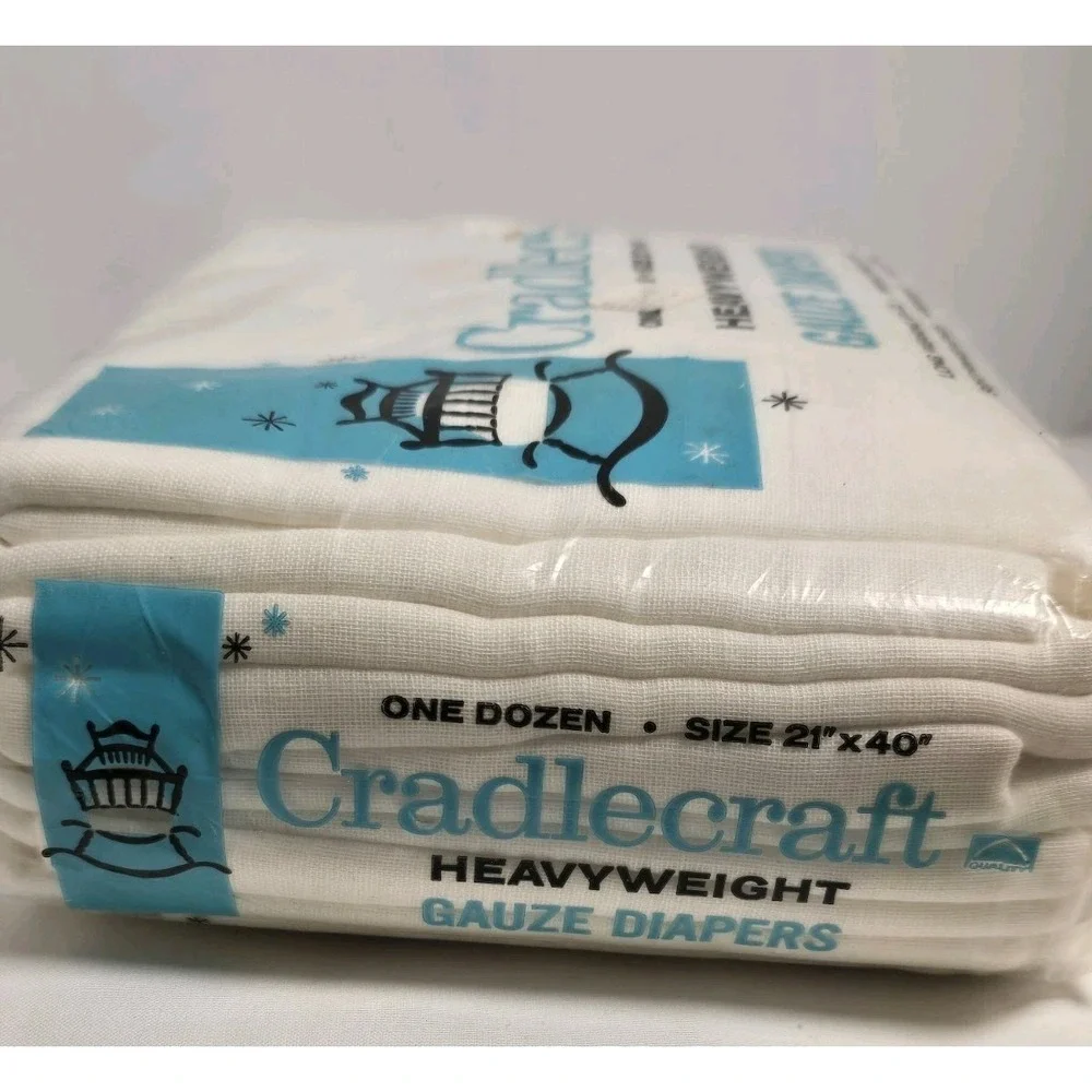 New Vtg Cradlecraft  Heavy Weight Gauze‎ Cloth Diapers , 12  21
